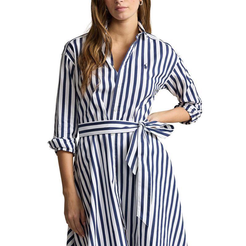 Polo Ralph Lauren Belted Wide Stripe Cotton Shirtdress image number 3